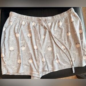 Rae Dunn Gray print Sleep / Lounge Shorts with Clock Print NWOT Size XL
